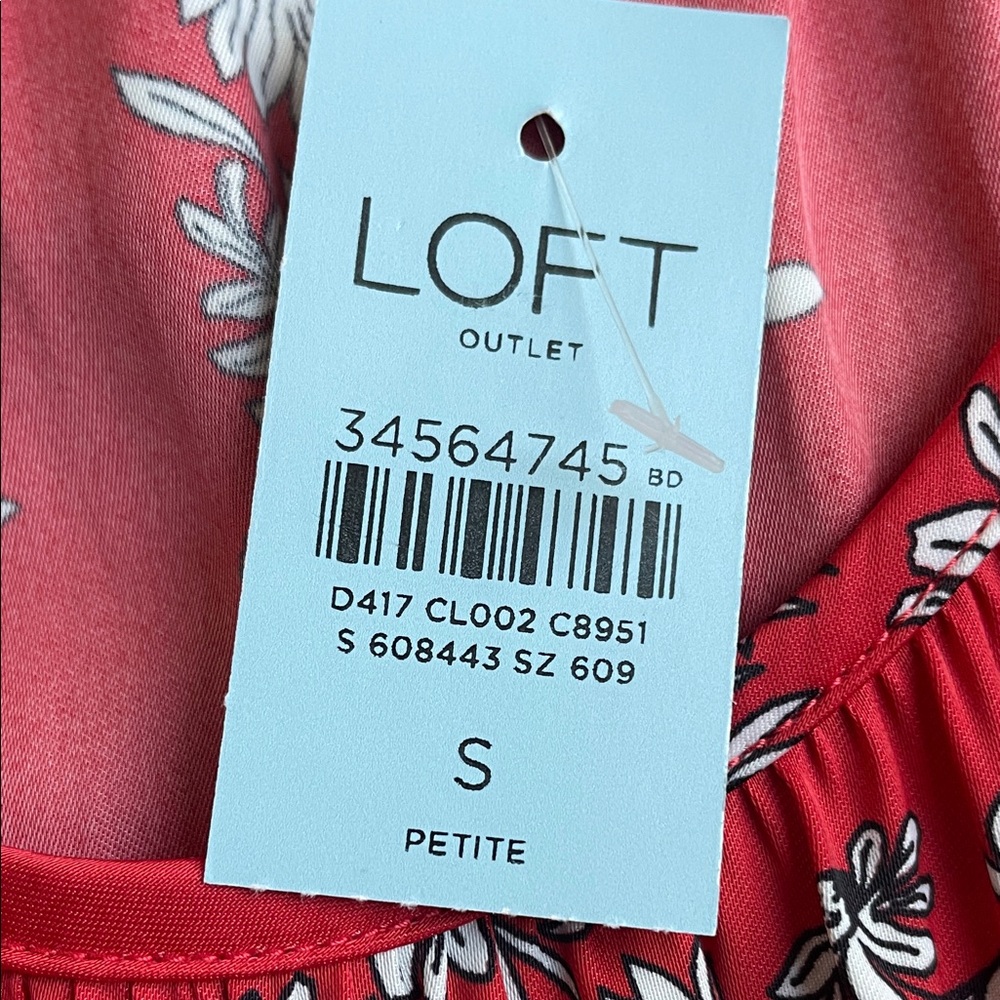 LOFT Red Floral Dress, SP - Picture 11 of 11